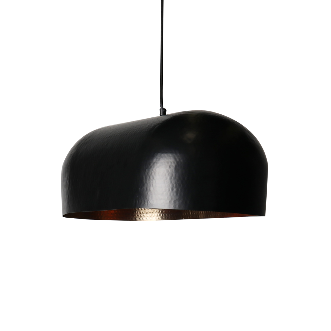 Eliptical Dome Pendant 57x35cm - Black Outside and Gold Inside image 1
